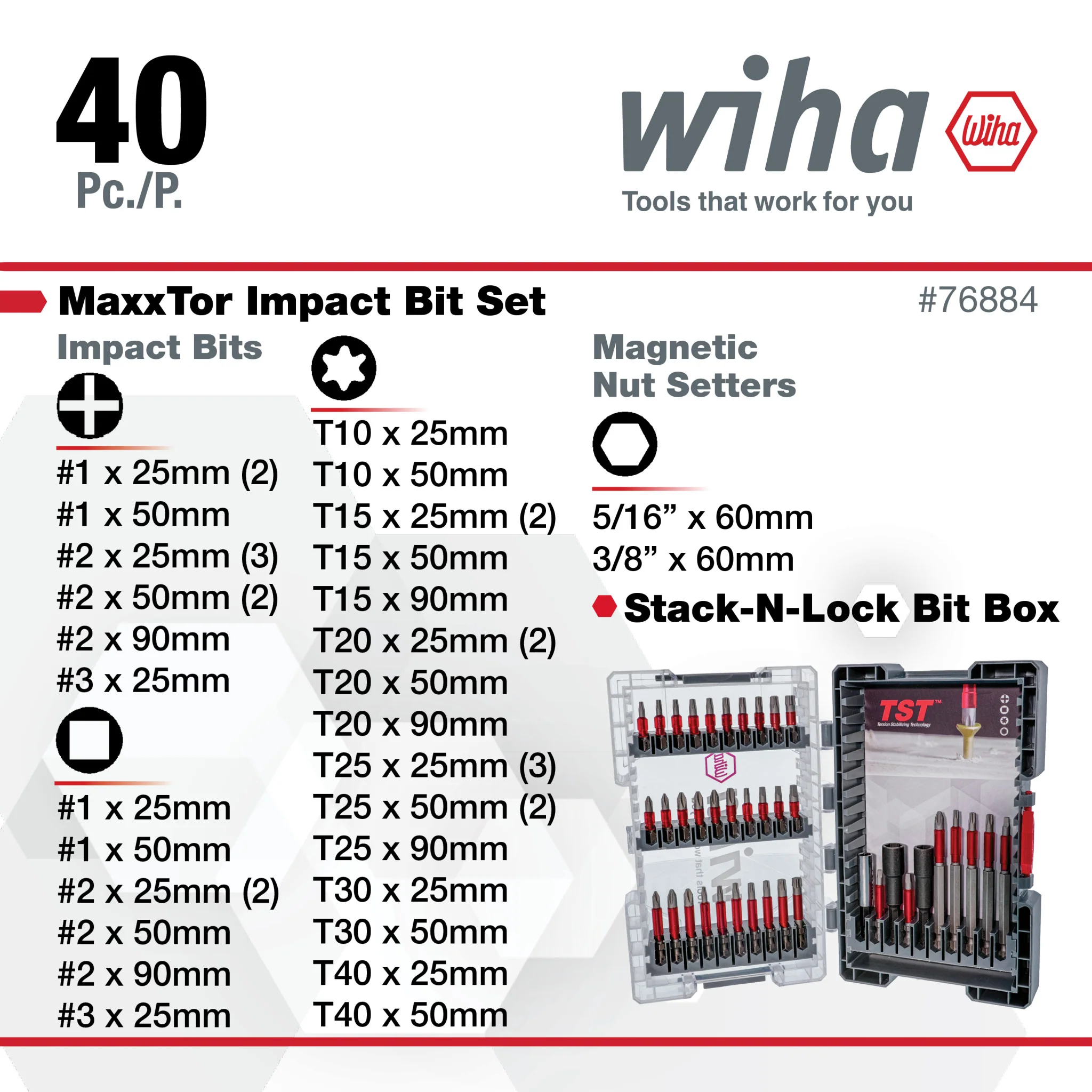 40 Piece MaxxTor Impact Bit Set - Image 3