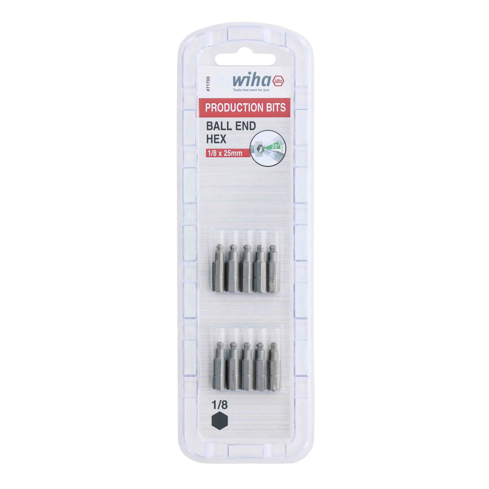 Ball End Hex Bit 1/8 - 25mm - 10 Pack - Image 2