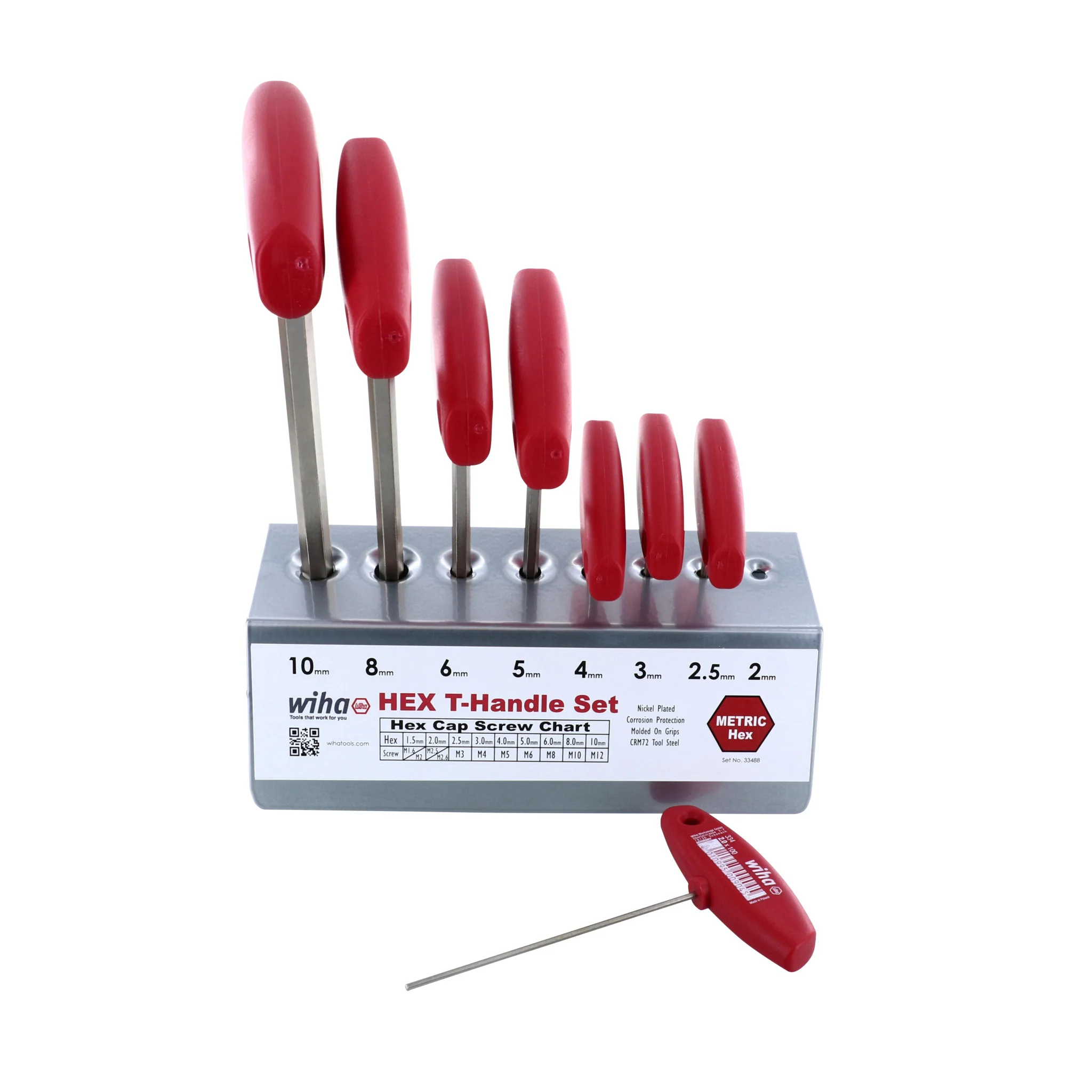 8 Piece Classic Grip Hex Metric T-Handle Set - Image 2