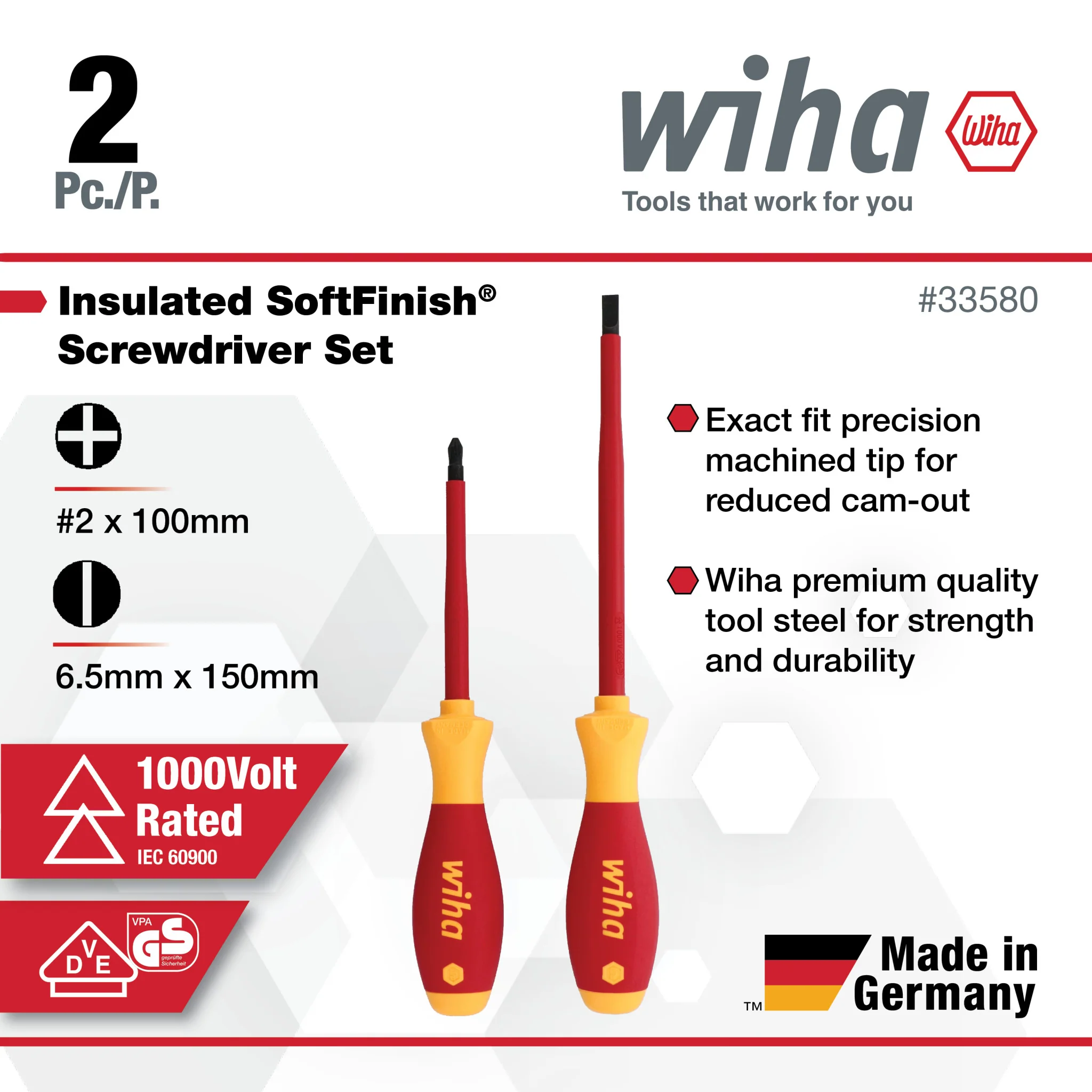 2 Piece Insulated SoftFinish Slotted and Phillips Screwdriver Set - Image 2