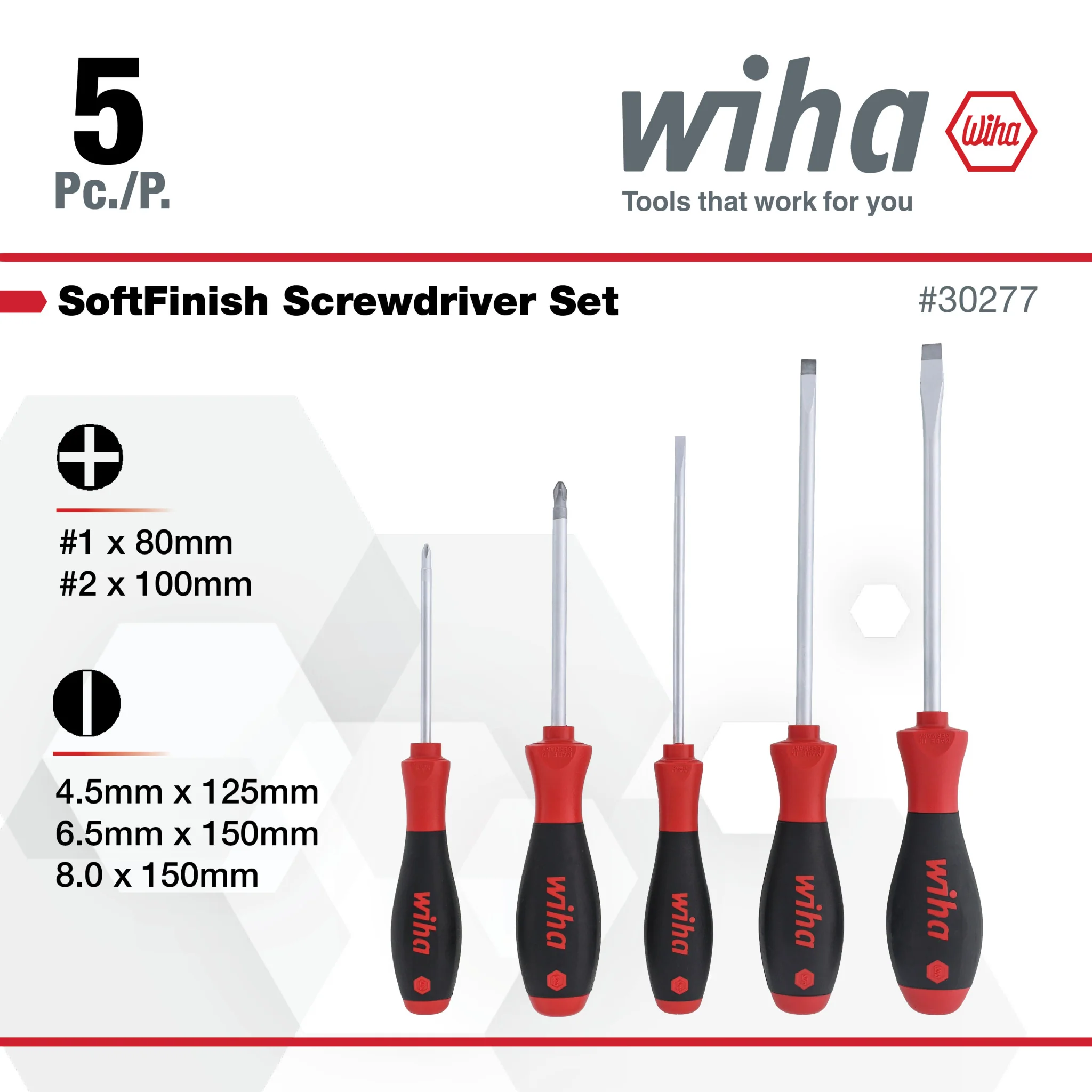 5 Piece SoftFinish Slotted and Phillips Screwdriver Set - Image 3