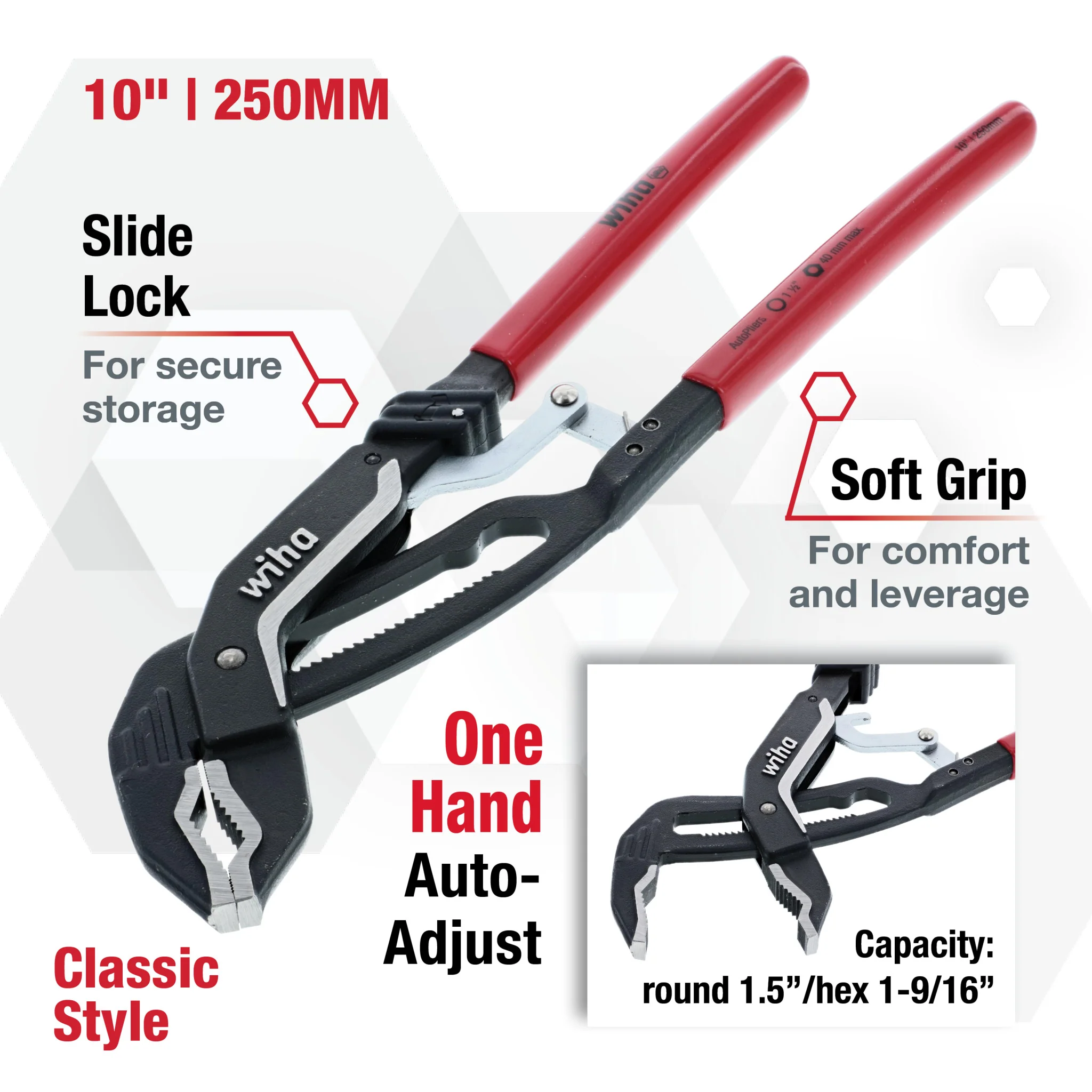 Classic Auto Grip V-Jaw Tongue and Groove Pliers 10" - Image 2